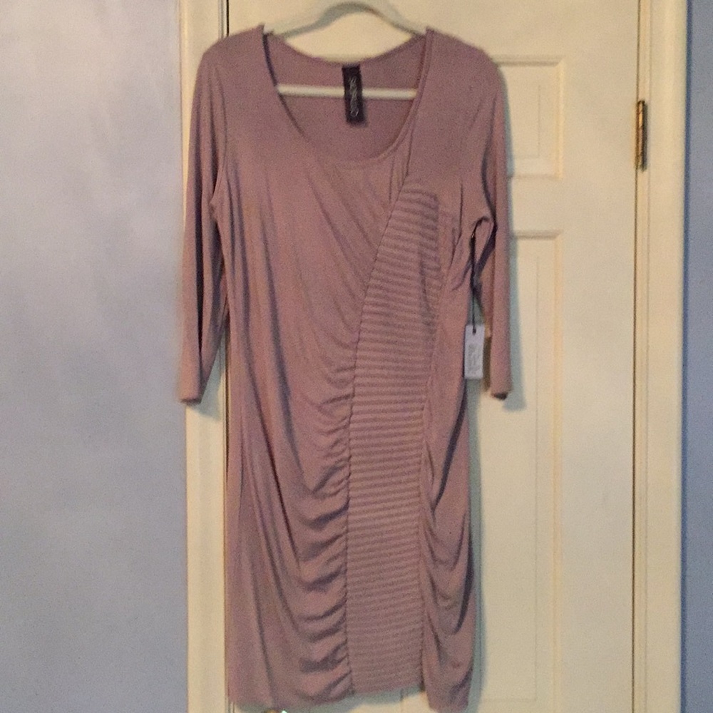NWT Bodycon dress with ruching & sleeves